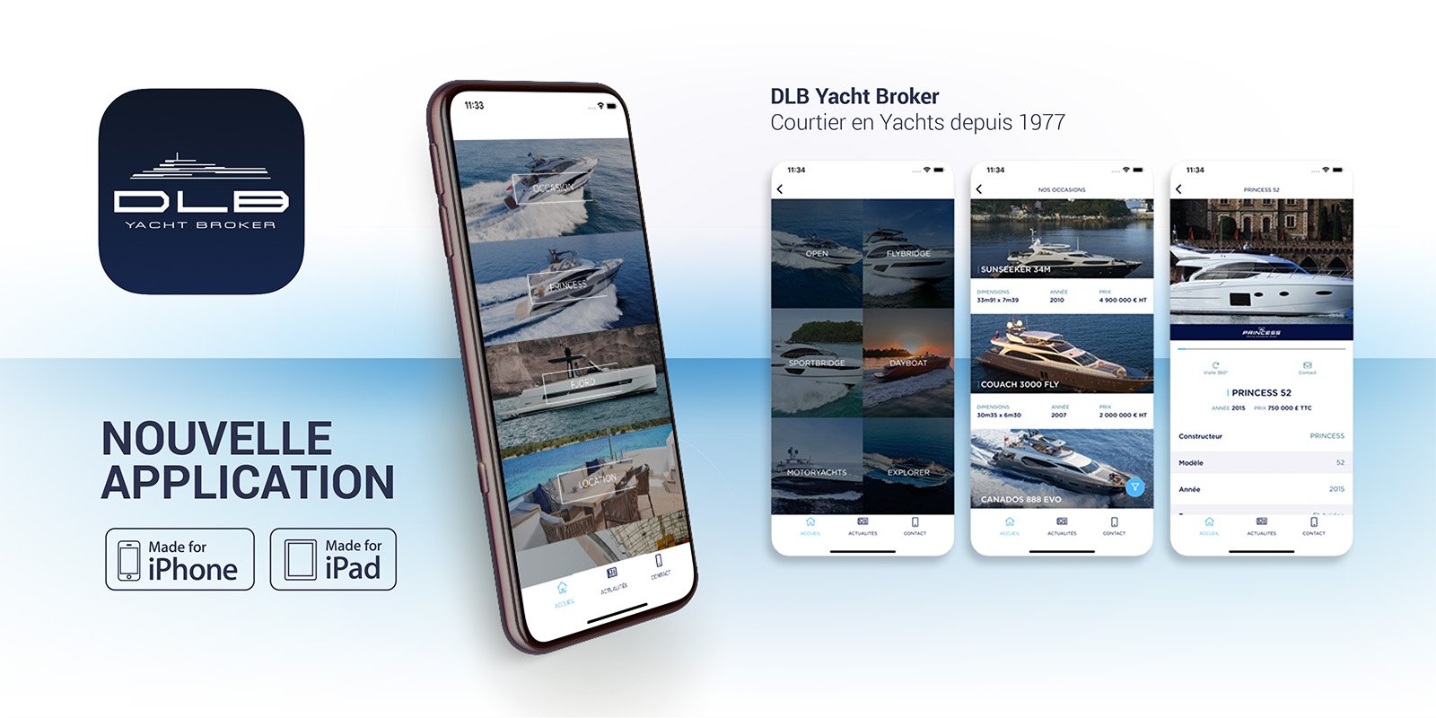 Nouvelle application DLB Yacht Broker disponible dans l'APPLE Store